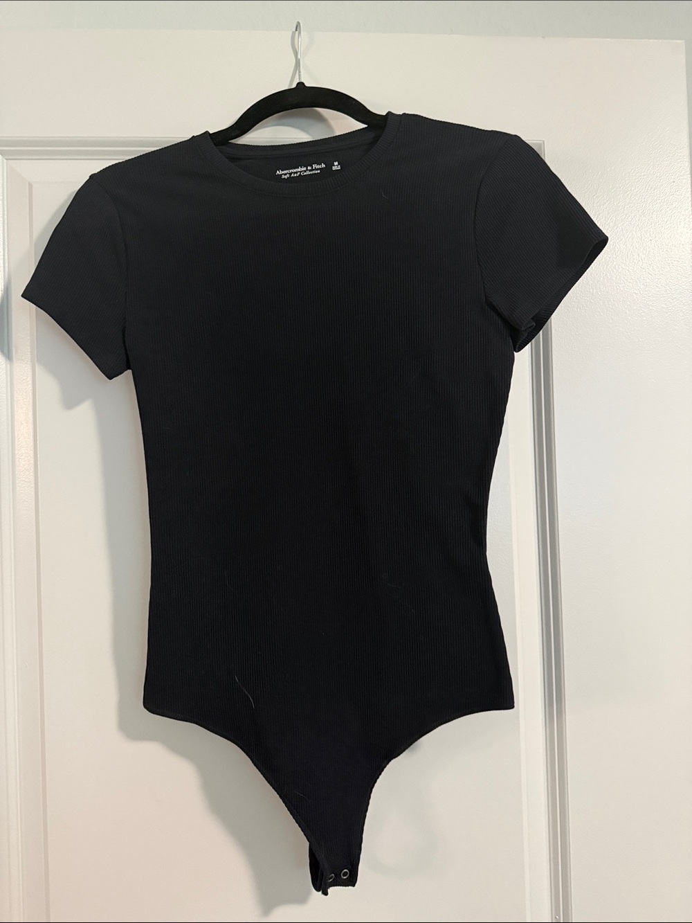 Abercrombie & Fitch Black Ribbed Short-Sleeve Bodysuit